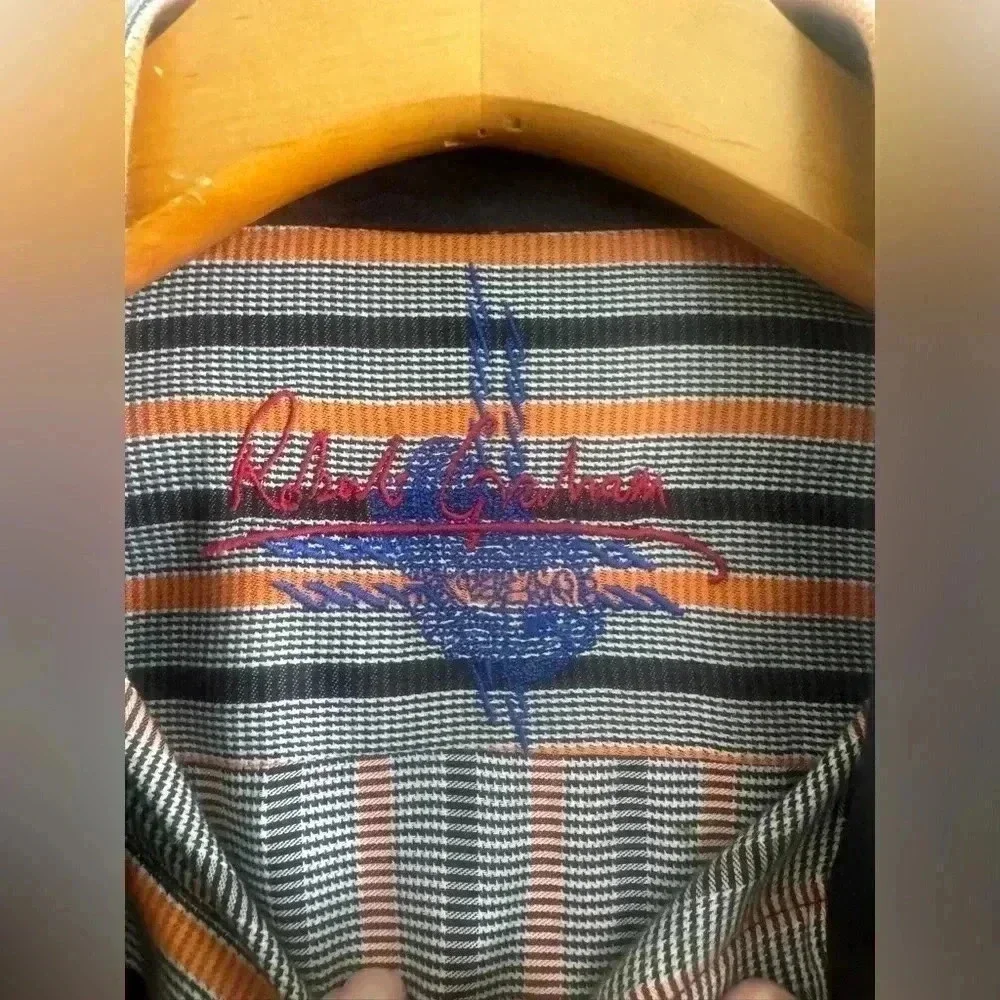 Robert Graham Button Down Dress Shirt Men's Long Sleeve Stripe Size M - Picture 11 of 16
